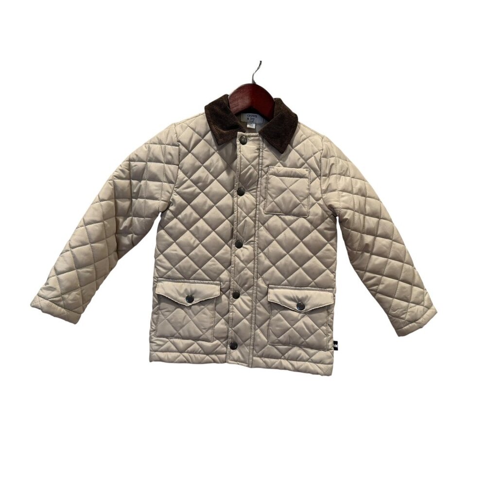 Crown & Ivy Quilted Kids Jacket in Cream and Brown